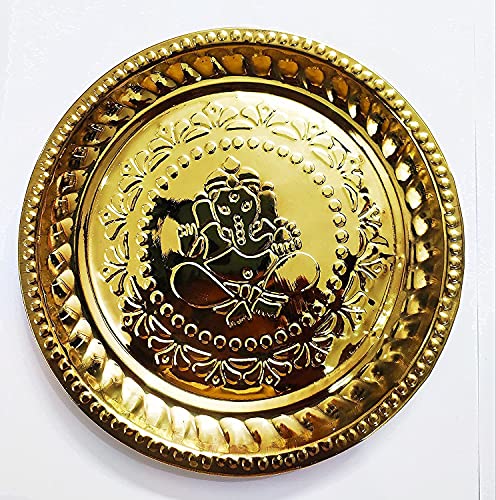 7 Inch (17.8 cm) Traditional Brass Kamatchi Vilaku Deepam Diya Oil Lamp (Golden) with Lightweight Base Plate Mangal Fashions | Indian Home Decor and Craft