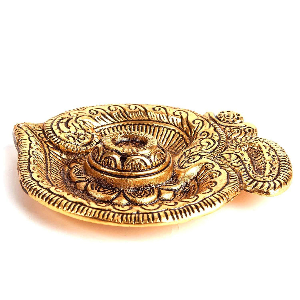 MangalFashions Om Shaped Metal Gold Plated Incense Stick Holder (Agarbati Stand)