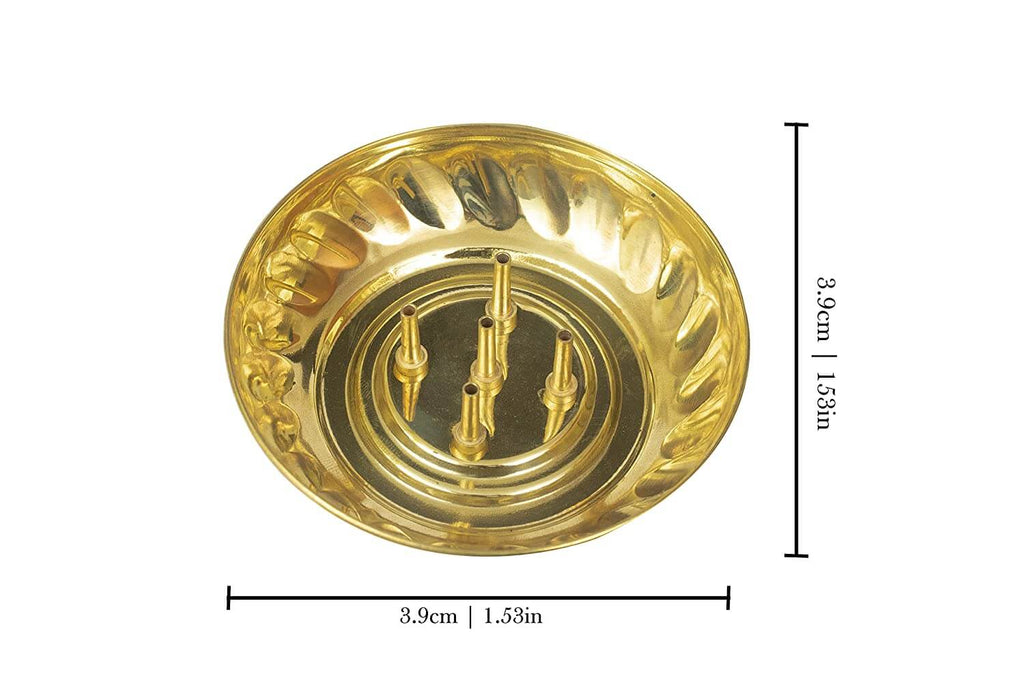 Brass Incense Stick Bowl Holder | Stand Burner with Ash Catcher Agarbatti Stand | Dhoop Best for Pooja, Mandir