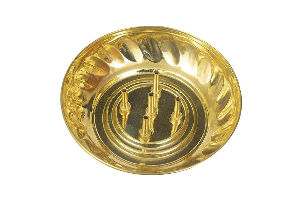 Brass Incense Stick Bowl Holder | Stand Burner with Ash Catcher Agarbatti Stand | Dhoop Best for Pooja, Mandir