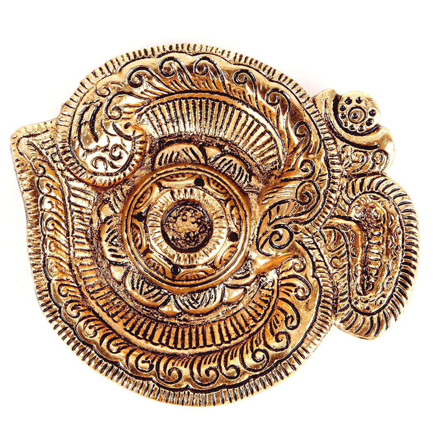 MangalFashions Om Shaped Metal Gold Plated Incense Stick Holder (Agarbati Stand)