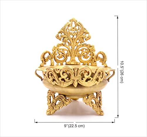 9 Inch Ethnic Design Brass Urli Traditional Bowl Decor Showpiece, Urli Bowl for Home Decor (Golden) (2.5kg) Mangal Fashions | Indian Home Decor and Craft