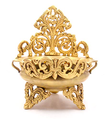 9 Inch Ethnic Design Brass Urli Traditional Bowl Decor Showpiece, Urli Bowl for Home Decor (Golden) (2.5kg) Mangal Fashions | Indian Home Decor and Craft