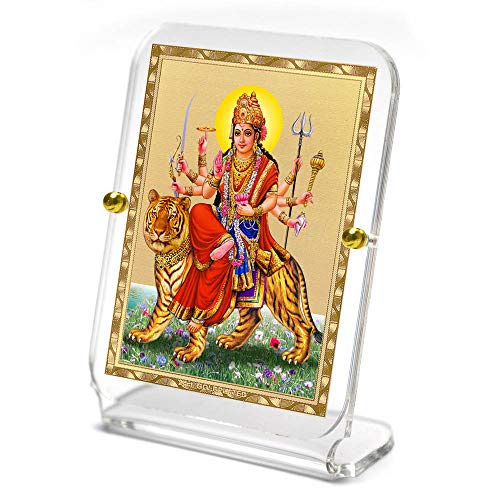 Acrylic Gold Color Plated Durga Ji Photo (Multicolor, 3 x 10 cm x 8 cm) Mangal Fashions | Indian Home Decor and Craft