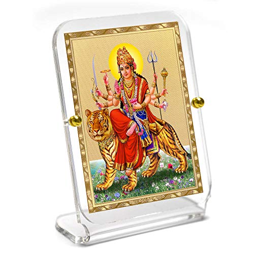 Acrylic Gold Color Plated Durga Ji Photo (Multicolor, 3 x 10 cm x 8 cm) Mangal Fashions | Indian Home Decor and Craft