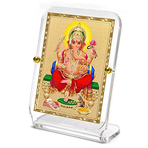 Acrylic Gold Color Plated Ganesh Ji Photo (Multicolor, 3 x 10 cm x 8 cm) Mangal Fashions | Indian Home Decor and Craft