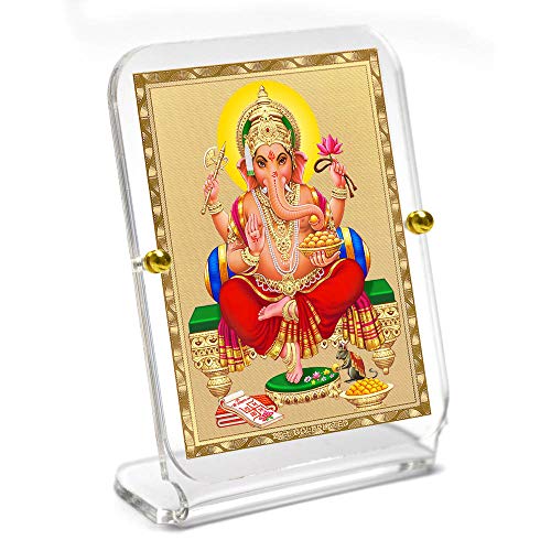 Acrylic Gold Color Plated Ganesh Ji Photo (Multicolor, 3 x 10 cm x 8 cm) Mangal Fashions | Indian Home Decor and Craft