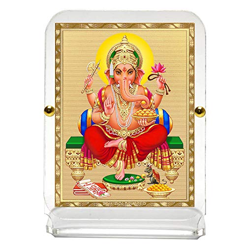 Acrylic Gold Color Plated Ganesh Ji Photo (Multicolor, 3 x 10 cm x 8 cm) Mangal Fashions | Indian Home Decor and Craft