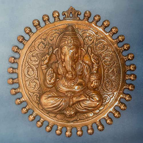 Aluminium Antique Round Ganesha Wall Hanging / Wall Decor (16 Inch, 1.16kg) Mangal Fashions | Indian Home Decor and Craft