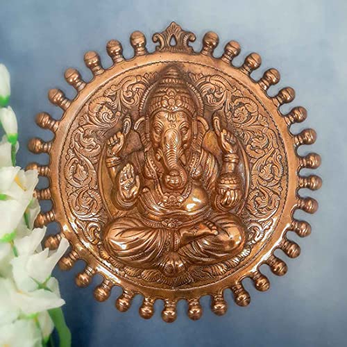 Aluminium Antique Round Ganesha Wall Hanging / Wall Decor (16 Inch, 1.16kg) Mangal Fashions | Indian Home Decor and Craft