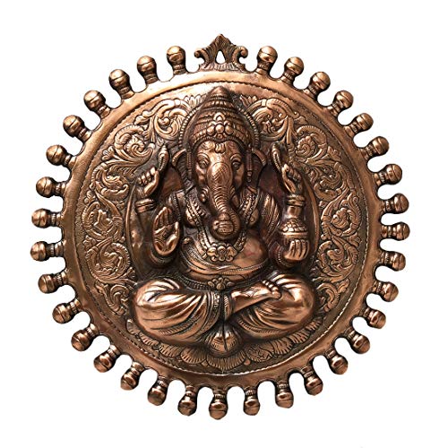 Aluminium Antique Round Ganesha Wall Hanging / Wall Decor (16 Inch, 1.16kg) Mangal Fashions | Indian Home Decor and Craft