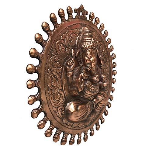 Aluminium Antique Round Ganesha Wall Hanging / Wall Decor (16 Inch, 1.16kg) Mangal Fashions | Indian Home Decor and Craft