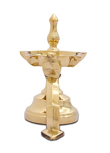 Antique Brass Panchaarti Designed to Hold 5 Wicks for puja - 3.5" Diameter Mangal Fashions | Indian Home Decor and Craft