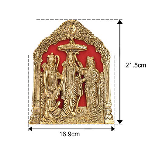 Antique Metal Lord Ram Darbar Idol For Home Decor and Puja Article (25.4 cm x 15.24 cm) (GOLD) Mangal Fashions | Indian Home Decor and Craft