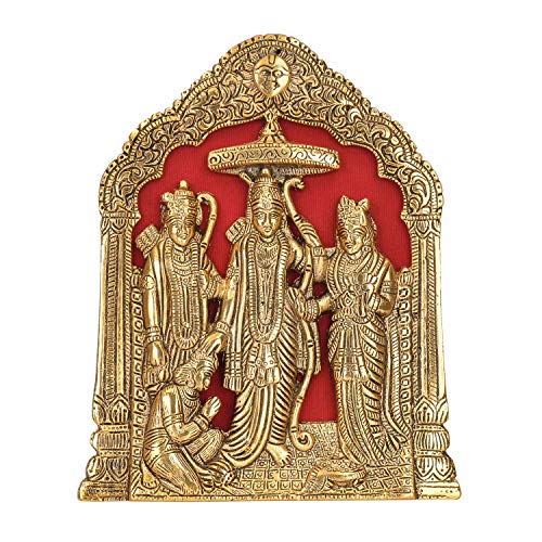 Antique Metal Lord Ram Darbar Idol For Home Decor and Puja Article (25.4 cm x 15.24 cm) (GOLD) Mangal Fashions | Indian Home Decor and Craft