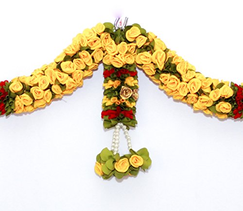 Artificial Doorway Flower Toran / Hanging - Golden Yellow (Fabric) Mangal Fashions | Indian Home Decor and Craft