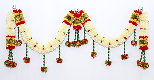 Artificial Doorway Flower Toran / Hanging - Off White (Fabric) Mangal Fashions | Indian Home Decor and Craft