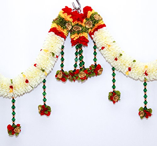 Artificial Doorway Flower Toran / Hanging - Off White (Fabric) Mangal Fashions | Indian Home Decor and Craft