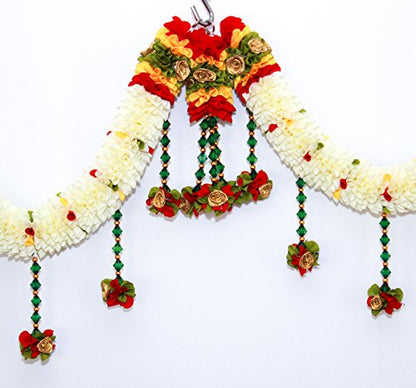 Artificial Doorway Flower Toran / Hanging - Off White (Fabric) Mangal Fashions | Indian Home Decor and Craft
