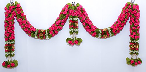 Artificial Doorway Flower Toran / Hanging - Pink (Fabric) Mangal Fashions | Indian Home Decor and Craft