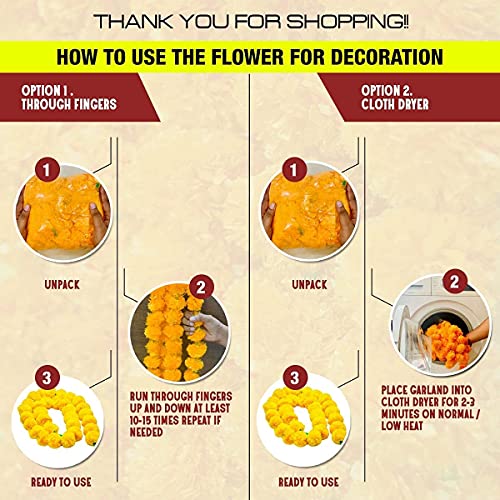 Artificial Marigold Fluffy Flowers Garlands Door Toran Set/Door Hangings for Decoration with Ganesha (Approx. 100 X 152 cms) (Yellow & Dark Orange) Mangal Fashions | Indian Home Decor and Craft