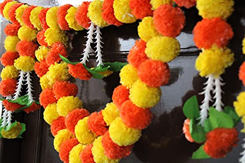 Artificial Marigold Garlands Flowers Door Toran Door Hanging (Orange & Yellow) Mangal Fashions | Indian Home Decor and Craft