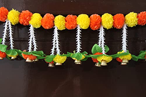 Artificial Marigold Garlands Flowers Door Toran Door Hanging (Orange & Yellow) Mangal Fashions | Indian Home Decor and Craft