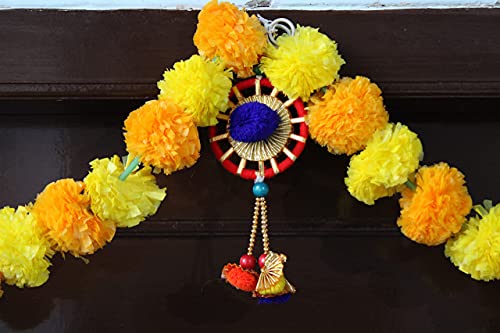 Artificial Marigold Garlands Flowers Door Toran Door Hanging (Orange & Yellow) Mangal Fashions | Indian Home Decor and Craft
