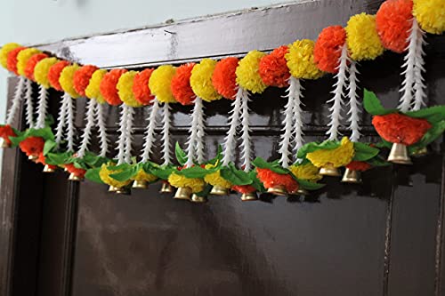 Artificial Marigold Garlands Flowers Door Toran Door Hanging (Orange & Yellow) Mangal Fashions | Indian Home Decor and Craft