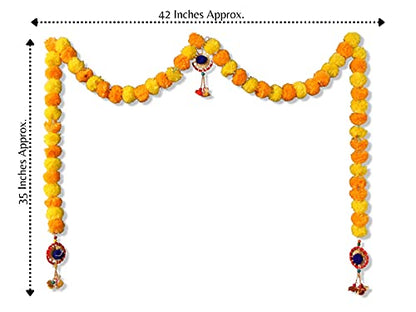 Artificial Marigold Garlands Flowers Door Toran Door Hanging (Orange & Yellow) Mangal Fashions | Indian Home Decor and Craft
