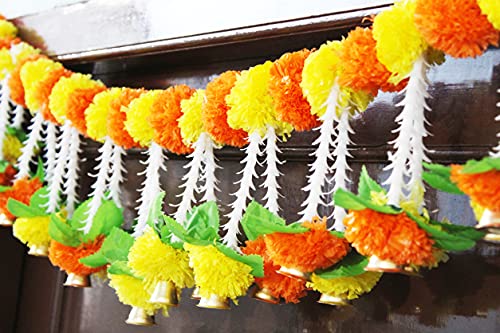 Artificial Marigold Garlands Flowers Door Toran Door Hanging (Orange & Yellow) Mangal Fashions | Indian Home Decor and Craft