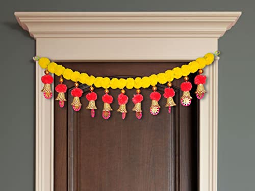Artificial Marigold Garlands Flowers Door Toran Door Hanging (Red & Yellow) Mangal Fashions | Indian Home Decor and Craft