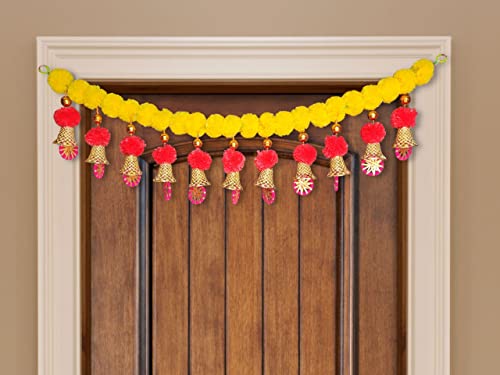 Artificial Marigold Garlands Flowers Door Toran Door Hanging (Red & Yellow) Mangal Fashions | Indian Home Decor and Craft