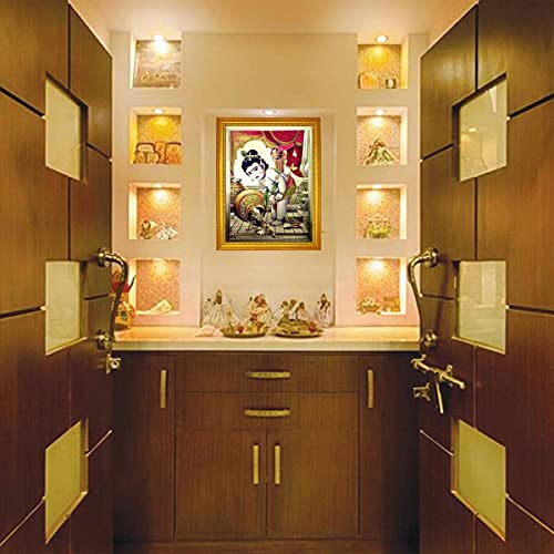 Baby Krishna Aluminum Plated Wood Photo Frame (35 x 25 x 1 cm, Multicolour) Mangal Fashions | Indian Home Decor and Craft