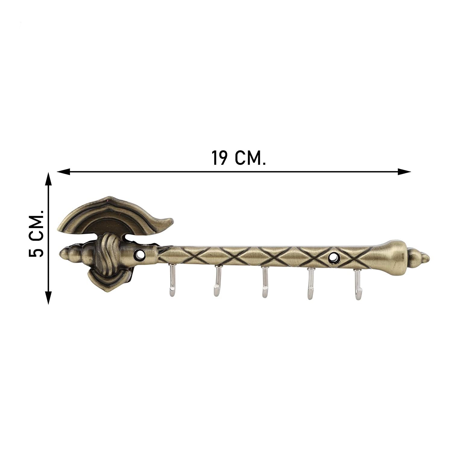 Bahubali Antique Key Holder for Wall - 6 Pin Key Hanging Hooks Rail Mangal Fashions | Indian Home Decor and Craft