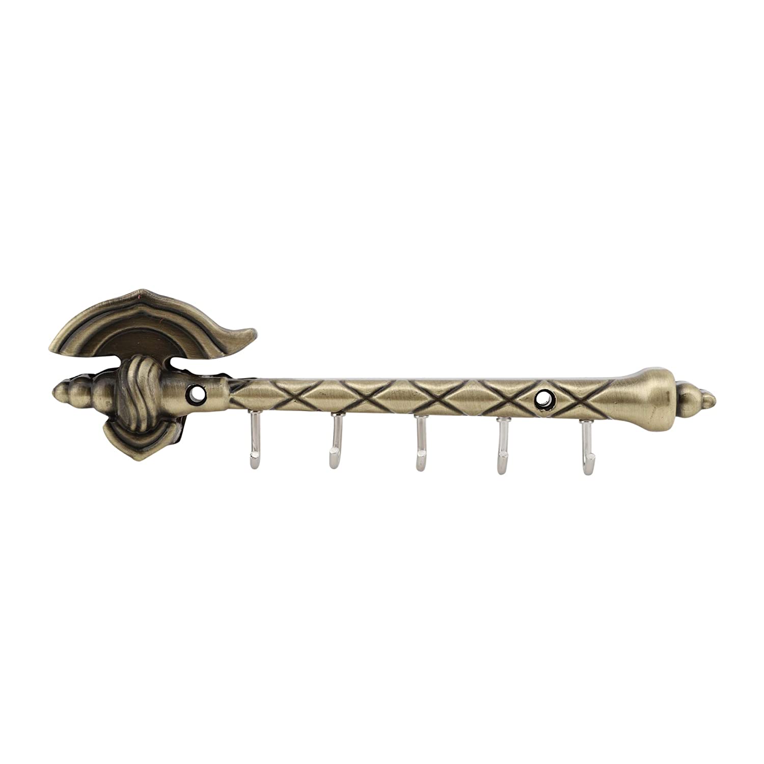 Bahubali Antique Key Holder for Wall - 6 Pin Key Hanging Hooks Rail Mangal Fashions | Indian Home Decor and Craft