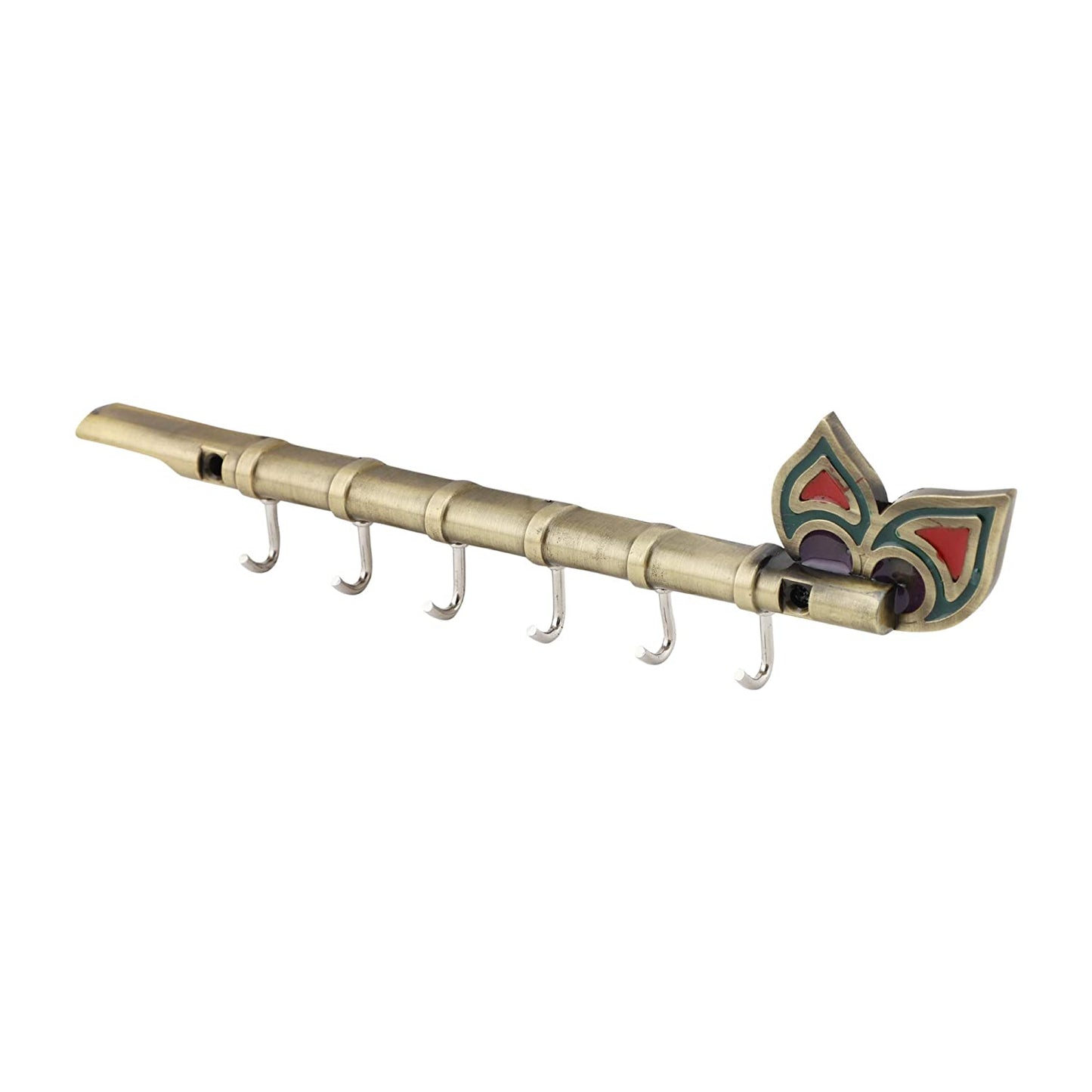 Bansuri Antique Key Holder for Wall - 6 Pin Key Hanging Hooks Rail Mangal Fashions | Indian Home Decor and Craft