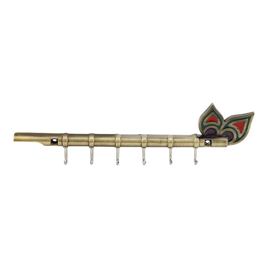 Bansuri Antique Key Holder for Wall - 6 Pin Key Hanging Hooks Rail Mangal Fashions | Indian Home Decor and Craft