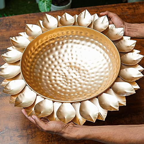 Big Size (19 Inch) Metal Urli Bowl for Home Décor, Door Entrance, Living Room Showpiece (19x19x4.2 Inch) Mangal Fashions | Indian Home Decor and Craft