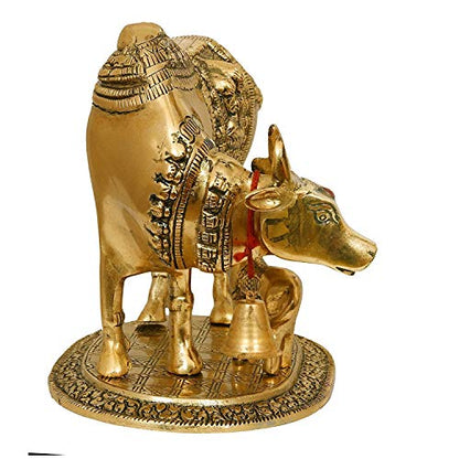 Big Size Elegant Kamdhenu Cow and Calf Oxidized Metal Statue (Size: 20 x 13 x 16 cm Weight 800 g) Mangal Fashions | Indian Home Decor and Craft