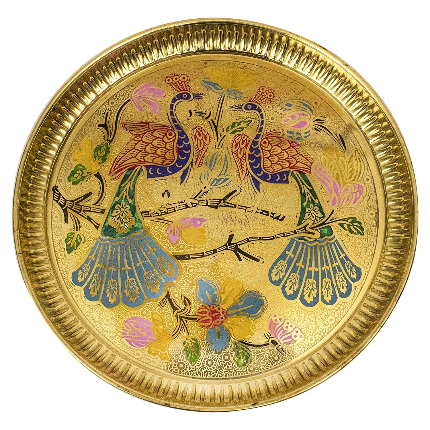 Brass 9 Inch Peacock Design Pooja Thali, Traditional Handcrafted Aarti Plate, Gifts, home decor, karwa chauth, wedding, return gifts Mangal Fashions | Indian Home Decor and Craft