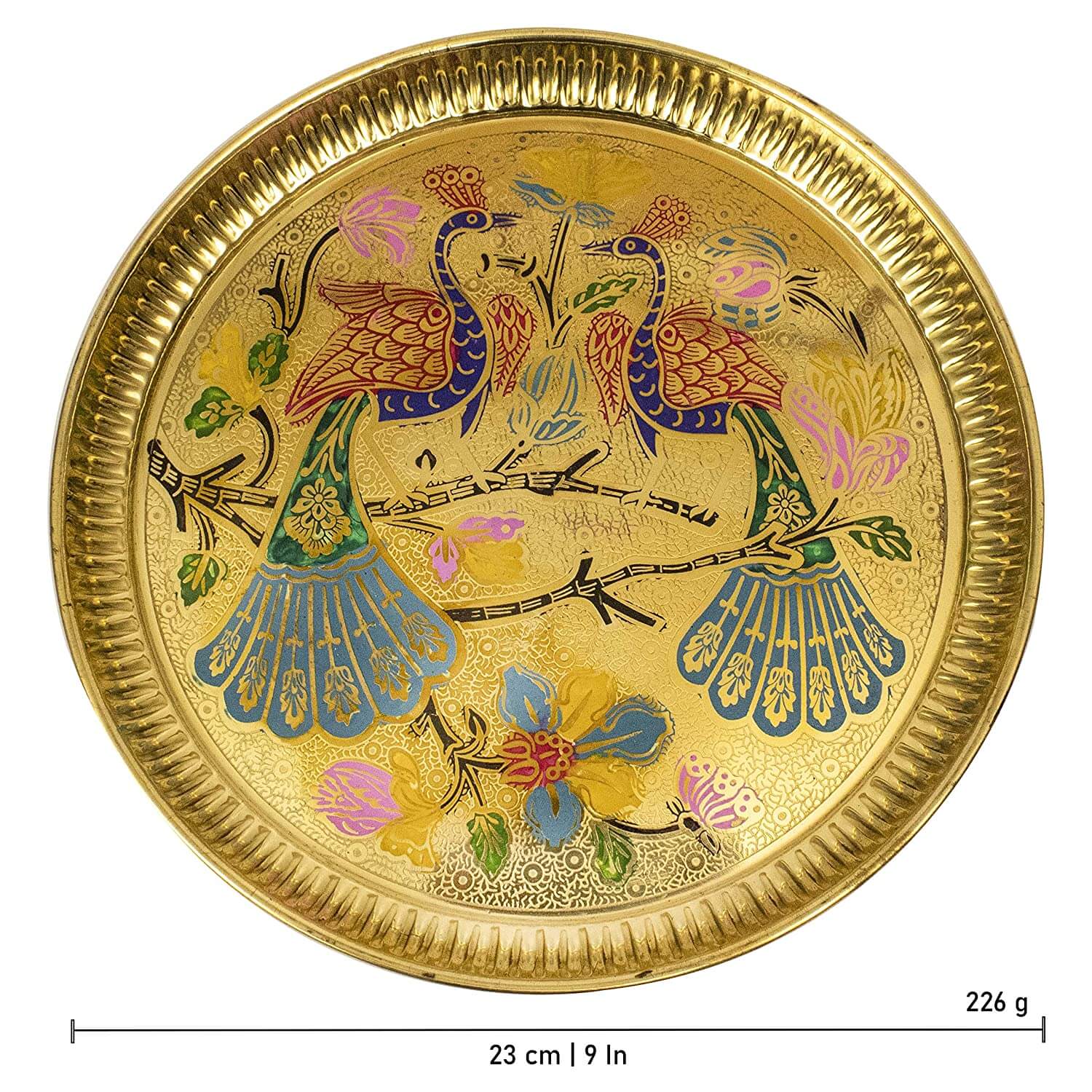 Brass 9 Inch Peacock Design Pooja Thali, Traditional Handcrafted Aarti Plate, Gifts, home decor, karwa chauth, wedding, return gifts Mangal Fashions | Indian Home Decor and Craft