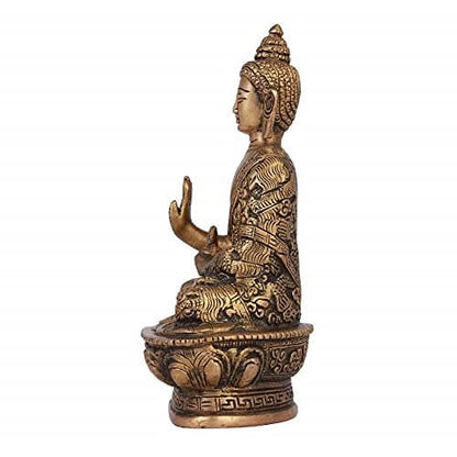 Brass Buddha Idol Hand Crafted Life Story Statue, Fine Carving Religious Idol (Rustic Finish, 7 Inch Tall, 1 kg Weight) Mangal Fashions | Indian Home Decor and Craft
