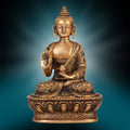 Brass Buddha Idol Hand Crafted Life Story Statue, Fine Carving Religious Idol (Rustic Finish, 7 Inch Tall, 1 kg Weight) Mangal Fashions | Indian Home Decor and Craft