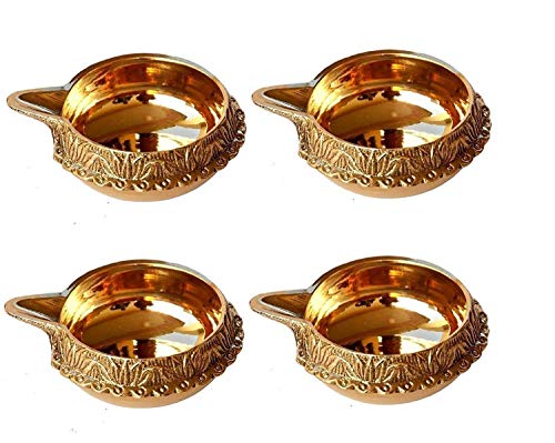 Brass Diwali Kuber Deepak Diya Oil Lamp for Puja Home Decor (2.5 in Dia; 2 in Height) Mangal Fashions | Indian Home Decor and Craft