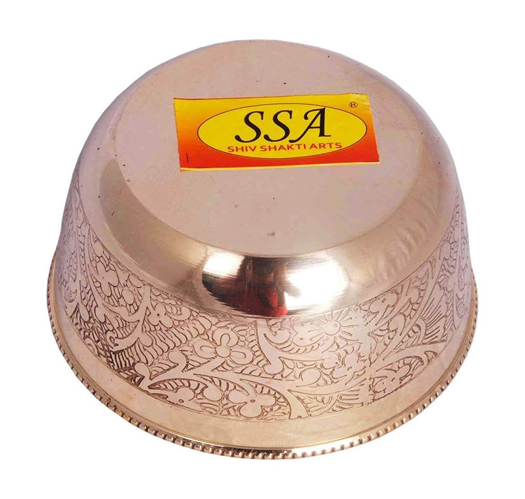 Brass Embossed Flower Design Handmade Decorative Serving Indian Food Bowl Katori (Gold, 150 ml) Mangal Fashions | Indian Home Decor and Craft