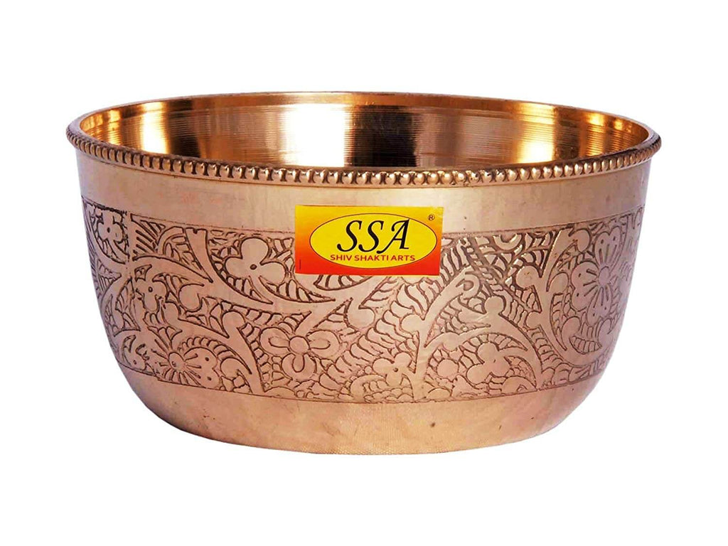 Brass Embossed Flower Design Handmade Decorative Serving Indian Food Bowl Katori (Gold, 150 ml) Mangal Fashions | Indian Home Decor and Craft