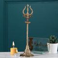 Brass Handcrafted Shiva Trishul with Damru, Antique Finish (Brown, Size 11 Inch) Mangal Fashions | Indian Home Decor and Craft