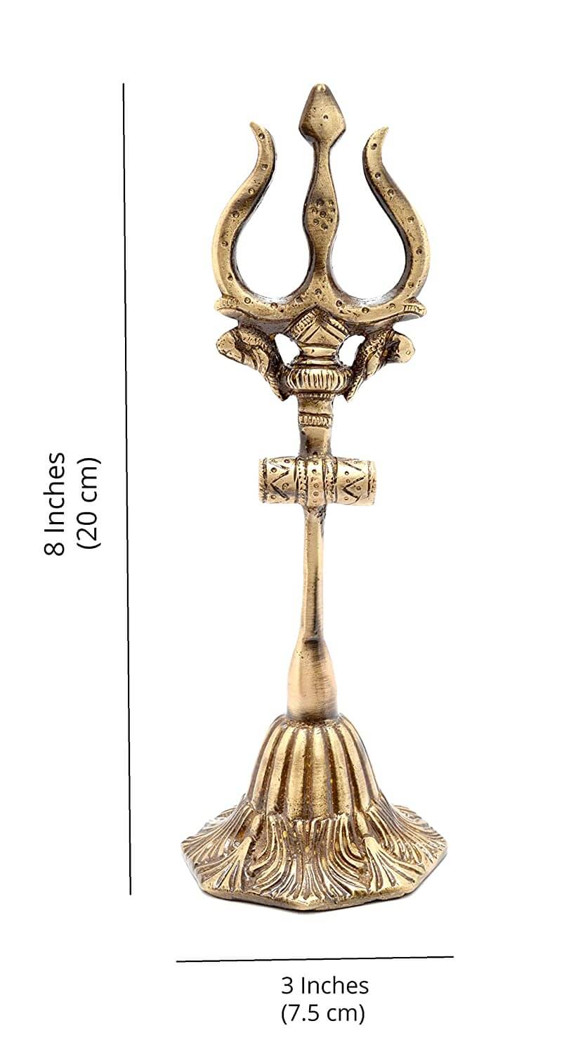 Brass Handcrafted Shiva Trishul with Damru, Antique Finish (Brown, Size 8 Inch) Mangal Fashions | Indian Home Decor and Craft