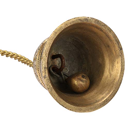Brass Hanging Bell Solid Bell with Deep Sound Antique Style Home Decor For Wall Door Mandir Temple Pooja (Standard, Gold) Mangal Fashions | Indian Home Decor and Craft
